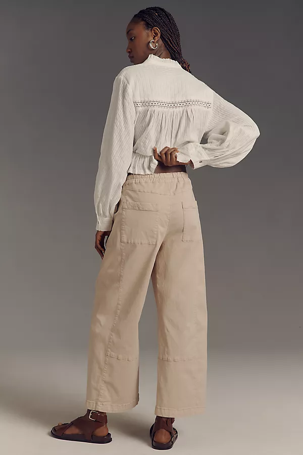 Anthropologie The Izzie Relaxed Pull-On Barrel Pants By Pilcro: Twill Edition Beige