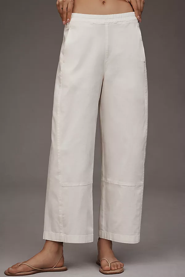 Anthropologie The Izzie Relaxed Pull-On Barrel Pants By Pilcro White