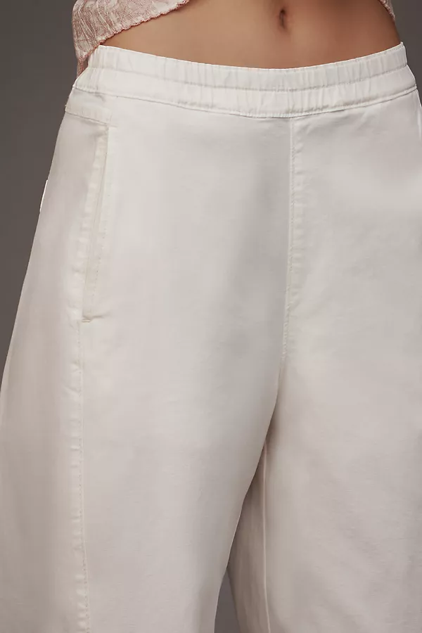 Anthropologie The Izzie Relaxed Pull-On Barrel Pants By Pilcro White