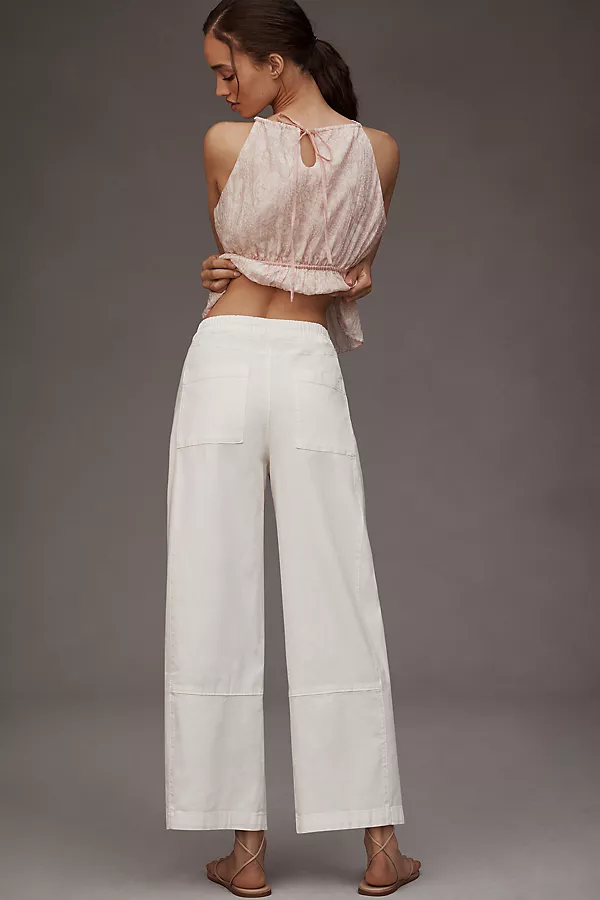Anthropologie The Izzie Relaxed Pull-On Barrel Pants By Pilcro White