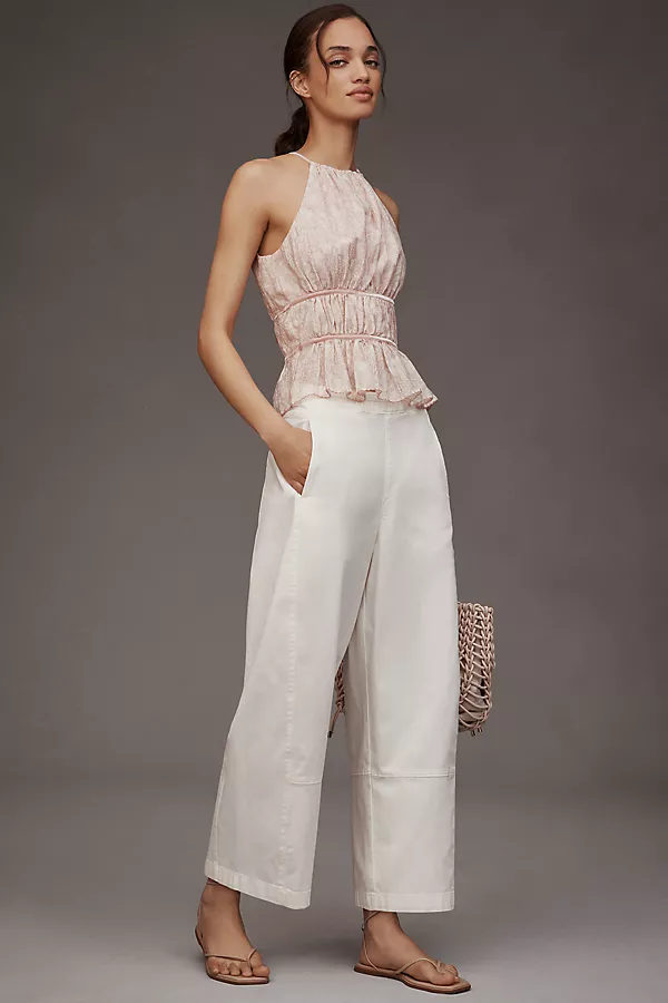anthropologie The Izzie Relaxed Pull-On Barrel Pants by Pilcro White