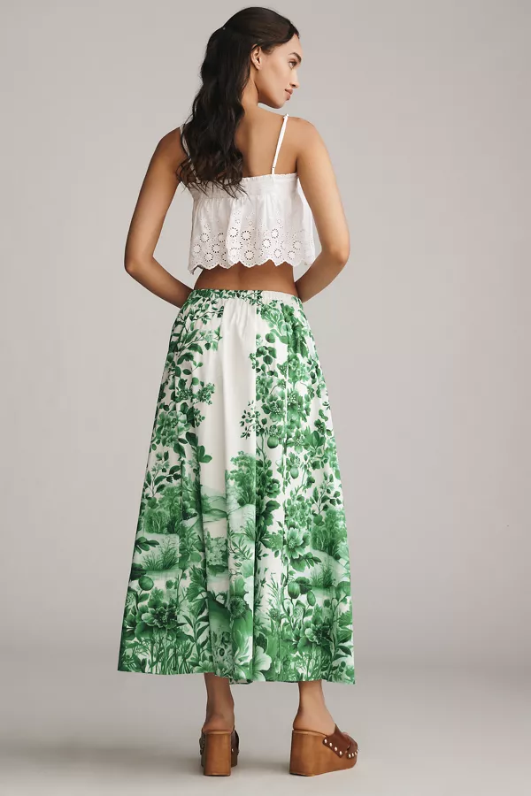 Anthropologie The Jacie Poplin Printed Maxi Skirt By Maeve Green