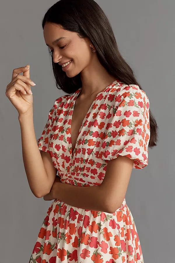 Anthropologie The Katerina Button-Front Dress Coral