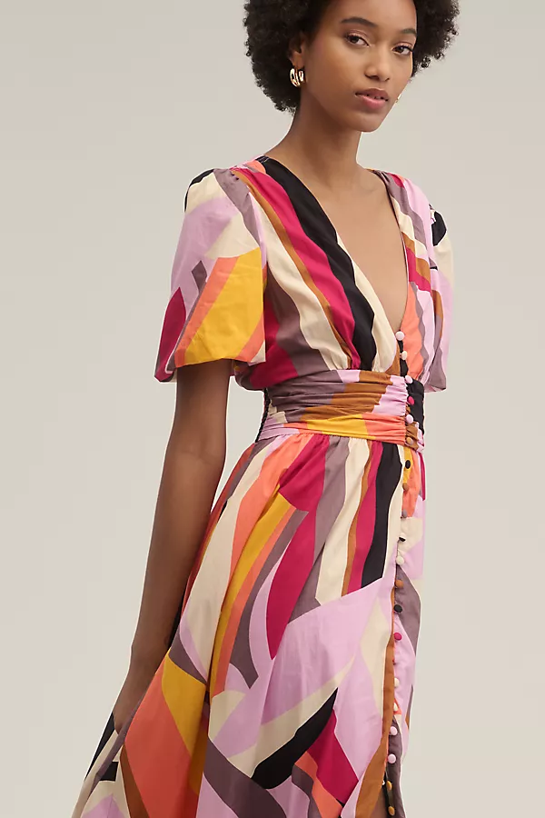 Anthropologie The Katerina Button-Front Dress Lilac