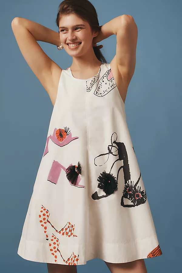 Anthropologie The Keiko Mini Dress By Maeve: Danielle Kroll Edition White