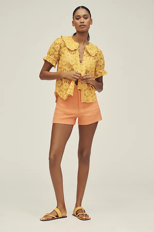 Anthropologie The Keira Lace Blouse By Pilcro Dried Citrus