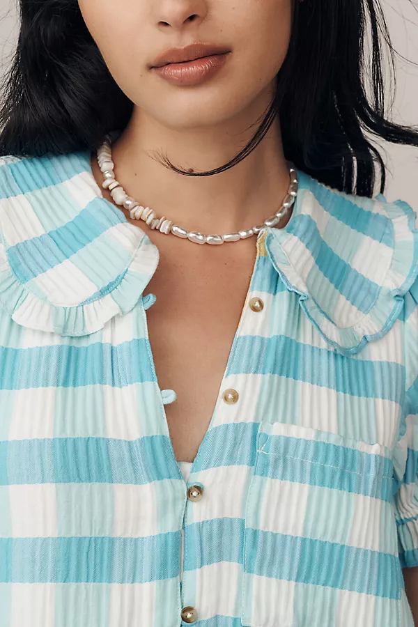 Anthropologie The Keira Mini Dress By Pilcro Light Aqua Combo