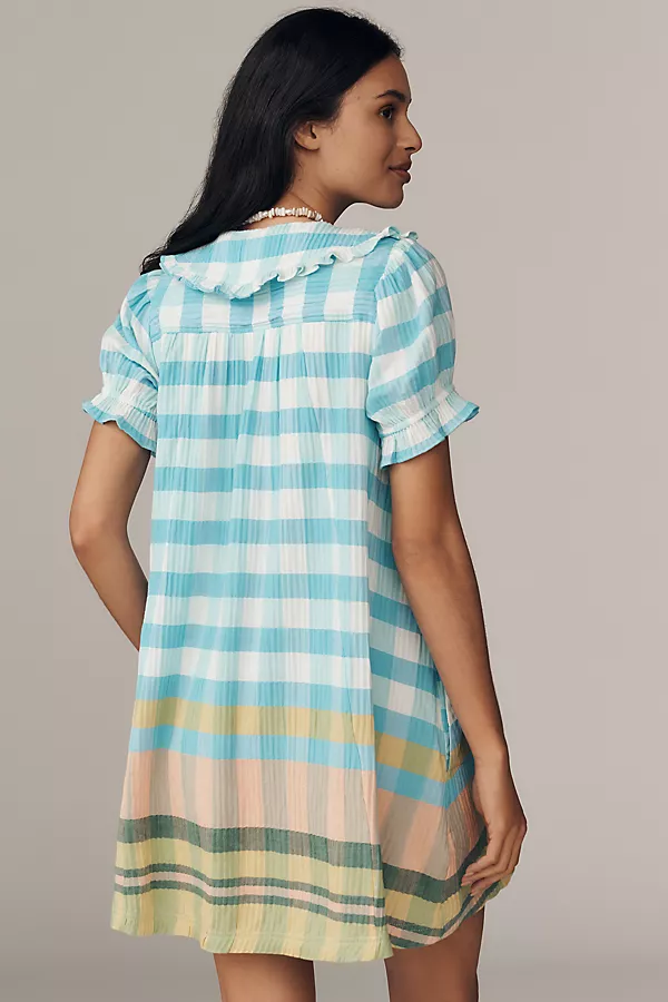 Anthropologie The Keira Mini Dress By Pilcro Light Aqua Combo