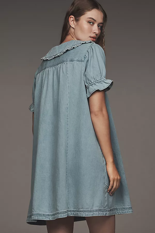 Anthropologie The Keira Mini Dress By Pilcro Light Indigo Wash