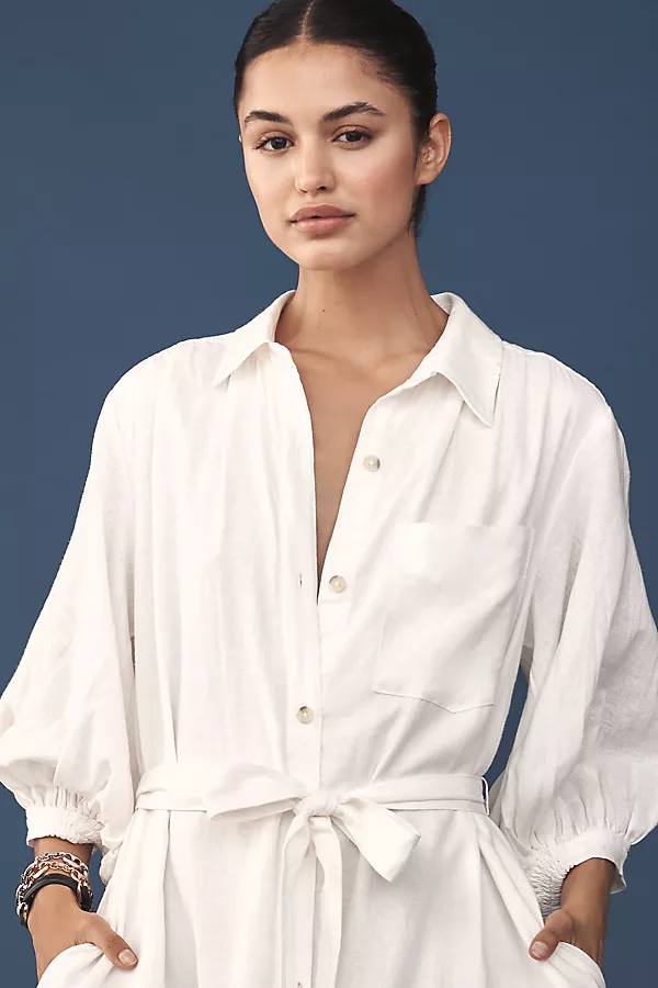 Anthropologie The Mona Linen Shirt Dress By Maeve White