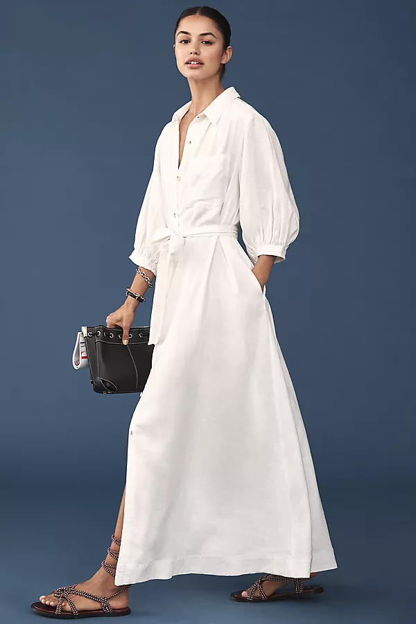 Anthropologie The Mona Linen Shirt Dress By Maeve White