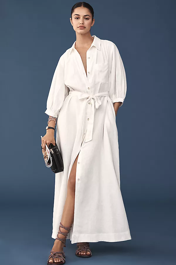 anthropologie The Mona Linen Shirt Dress by Maeve White