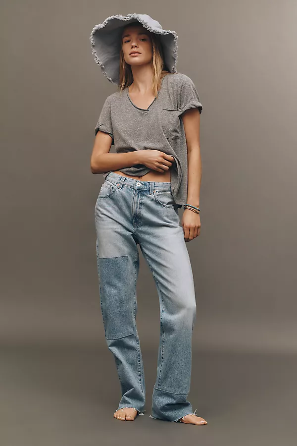 Anthropologie The Quinn Short-Sleeve V-Neck Tee By Pilcro Heather Grey