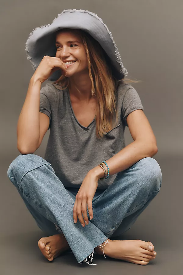 anthropologie The Quinn Short-Sleeve V-Neck Tee by Pilcro Heather Grey