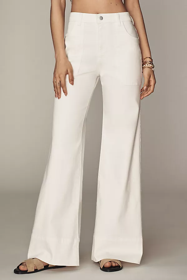 Anthropologie The Rylan Relaxed High-Rise Flare Jeans By Pilcro Chalk White
