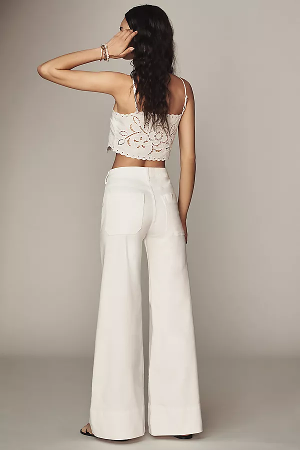 Anthropologie The Rylan Relaxed High-Rise Flare Jeans By Pilcro Chalk White