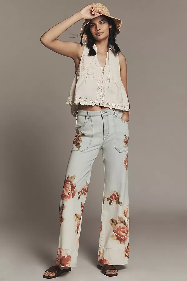 anthropologie The Rylan Relaxed High-Rise Flare Jeans by Pilcro Neutral