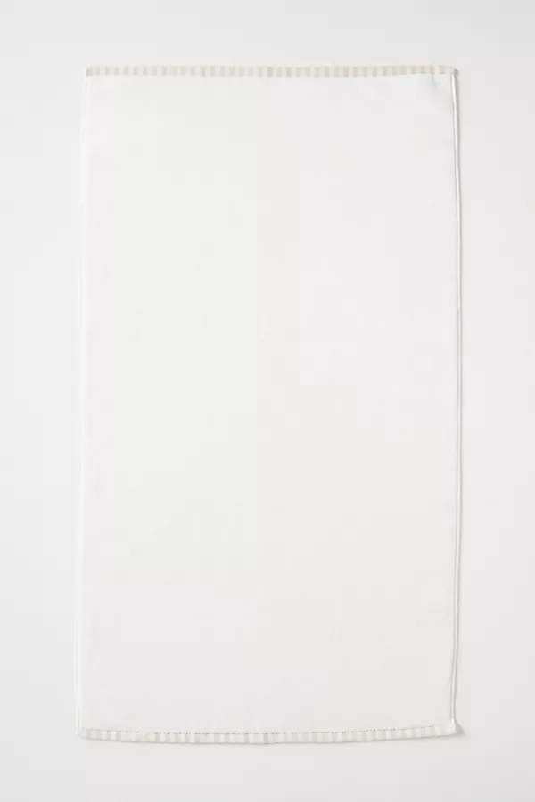 Anthropologie The Sloane Stripe Trim Soft Cotton Towel Collection White