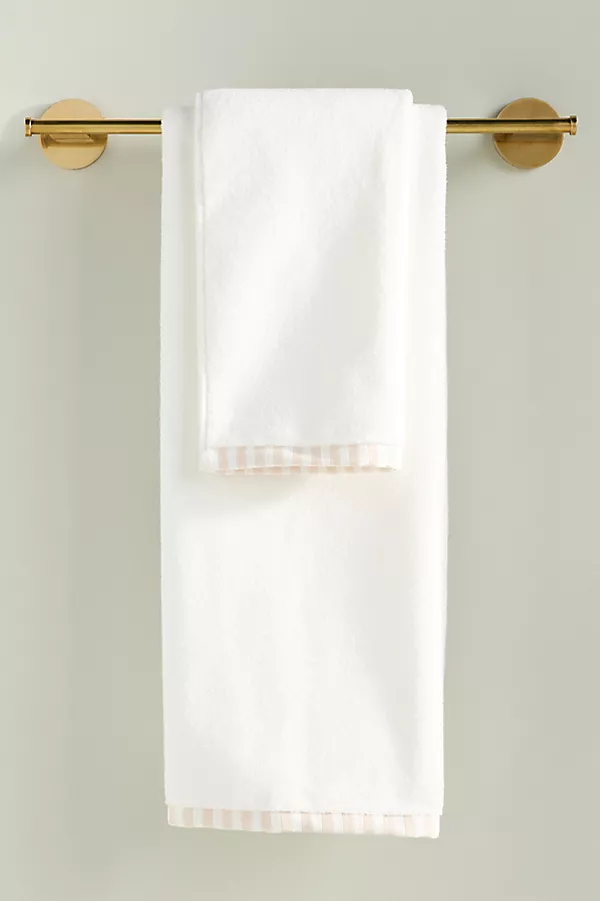 anthropologie The Sloane Stripe Trim Soft Cotton Towel Collection White