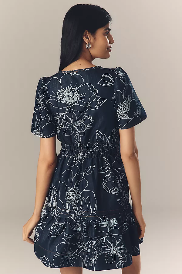 Anthropologie The Somerset Denim Mini Dress Denim Medium Blue