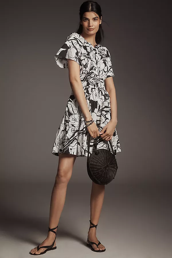 Anthropologie The Somerset Mini Dress Black & White Pattern