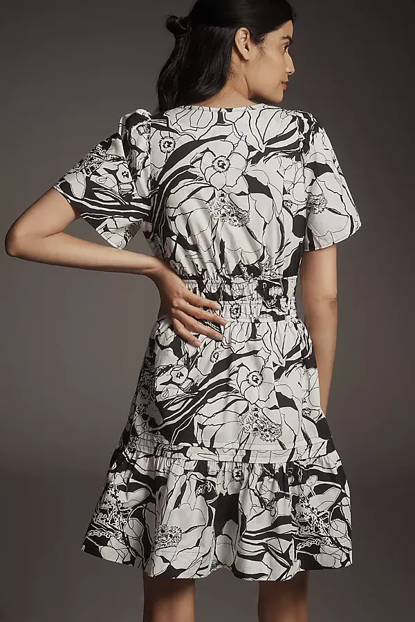 Anthropologie The Somerset Mini Dress Black & White Pattern