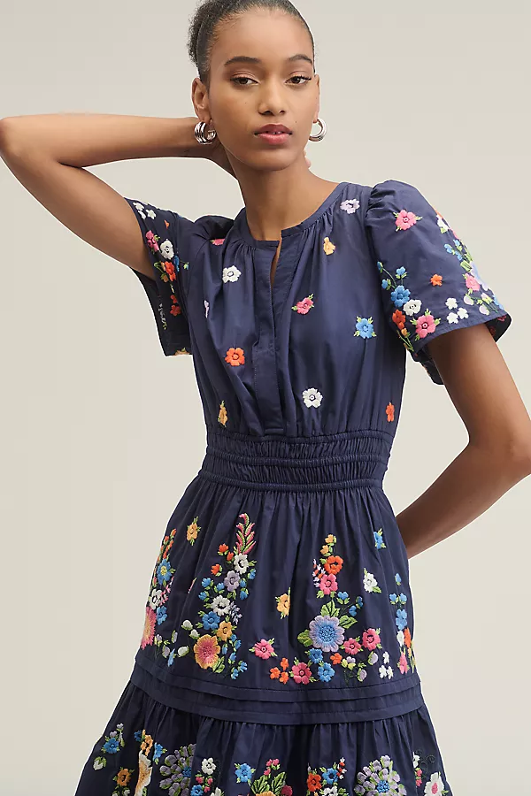anthropologie The Somerset Mini Dress: Embroidered Edition Navy anthropologie The Somerset Mini Dress: Embroidered Edition Navy