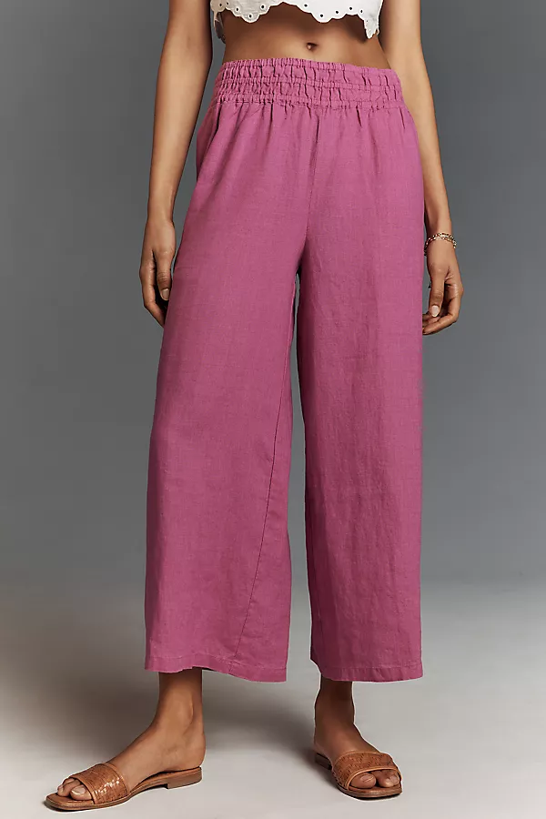 Anthropologie The Somerset Pull-On Pants: Linen Edition Berry Rose