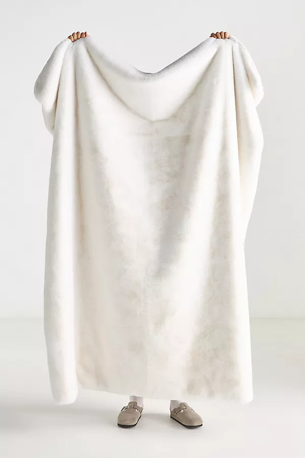 anthropologie The Sophie Faux-Fur Throw Blanket White anthropologie The Sophie Faux-Fur Throw Blanket White