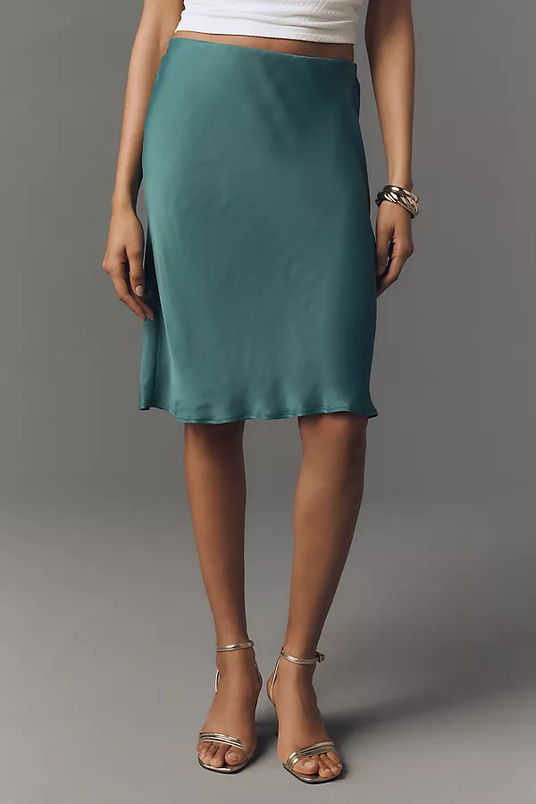 Anthropologie The Tilda Knee-Length Slip Skirt Aqua Teal