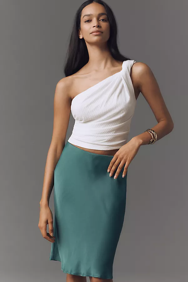 anthropologie The Tilda Knee-Length Slip Skirt Aqua Teal