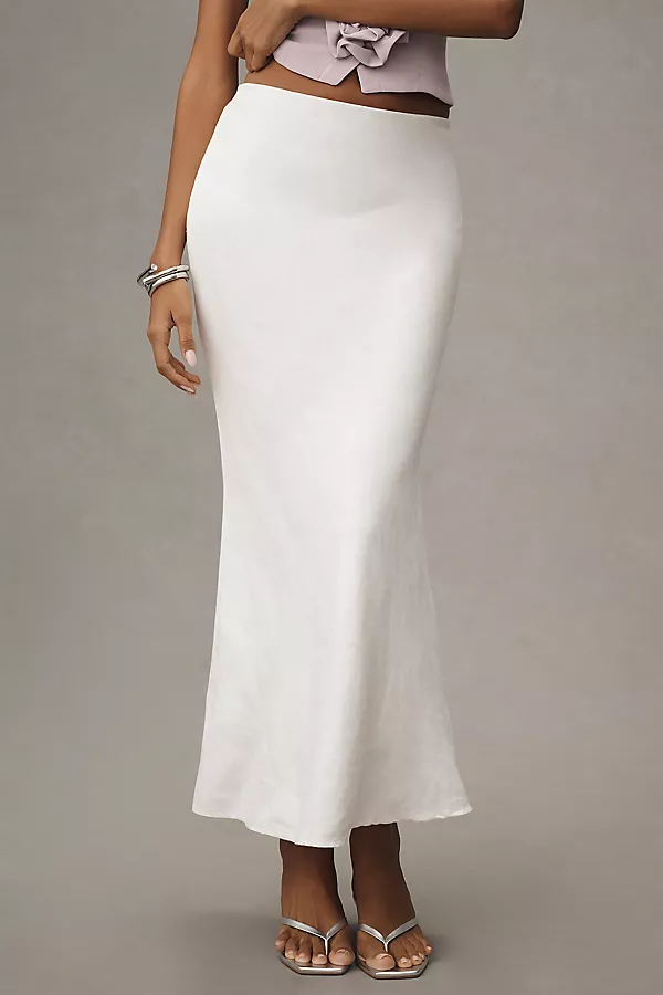 Anthropologie The Tilda Maxi Slip Skirt: Linen Edition White