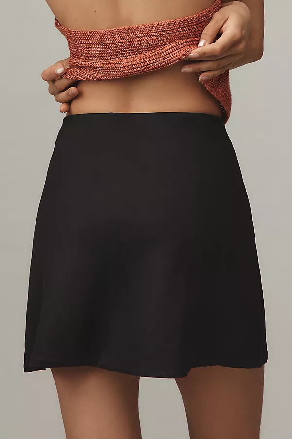 Anthropologie The Tilda Mini Slip Skirt: Linen Edition Black