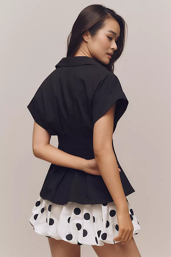 Anthropologie The Tobie Pleated Blouse By Exquise: Double-Buckle Edition Black