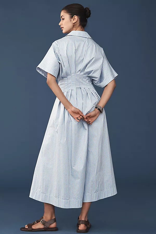 Anthropologie The Tobie Shirt Dress By Exquise Blue & White Gingham