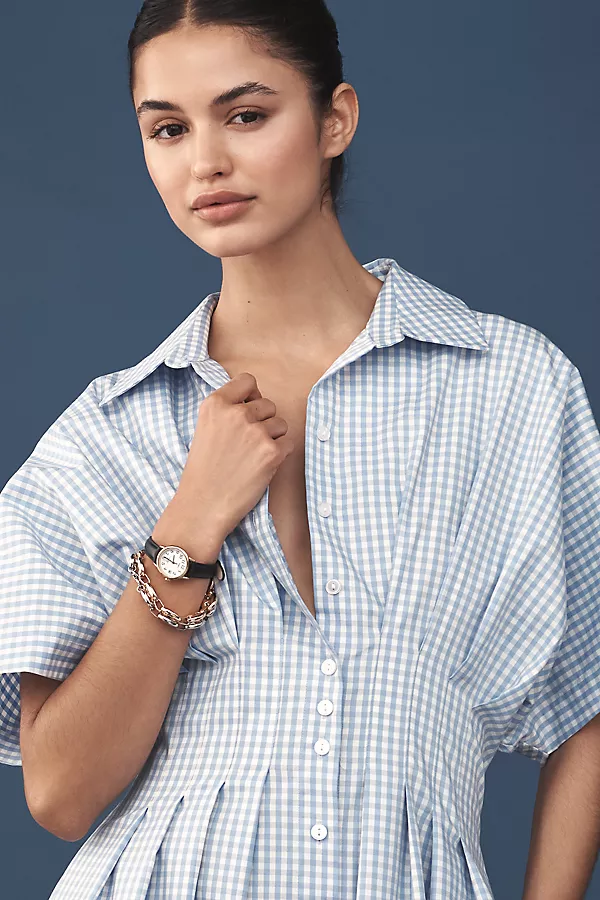 Anthropologie The Tobie Shirt Dress By Exquise Blue & White Gingham