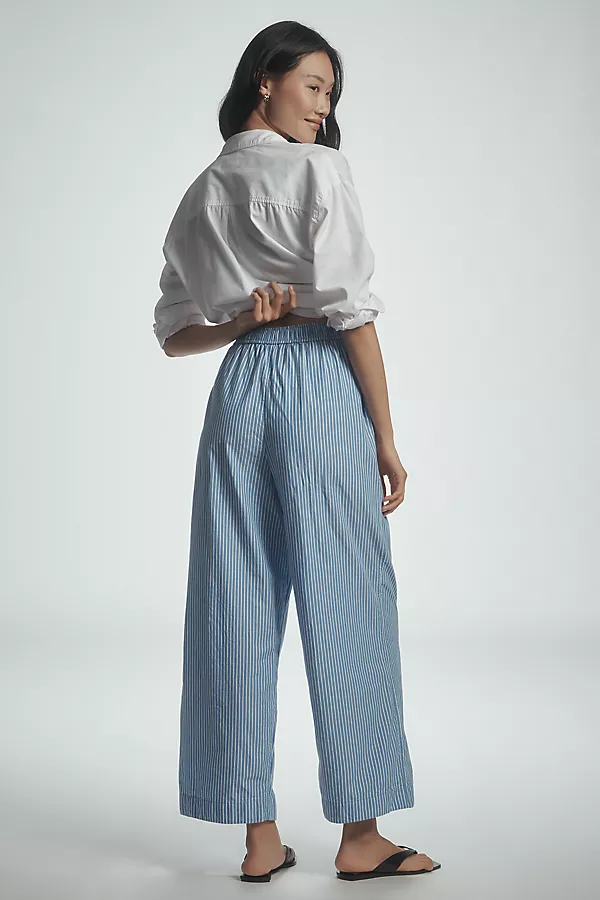 Anthropologie The Wren Boxer Pants Blue & White Stripe