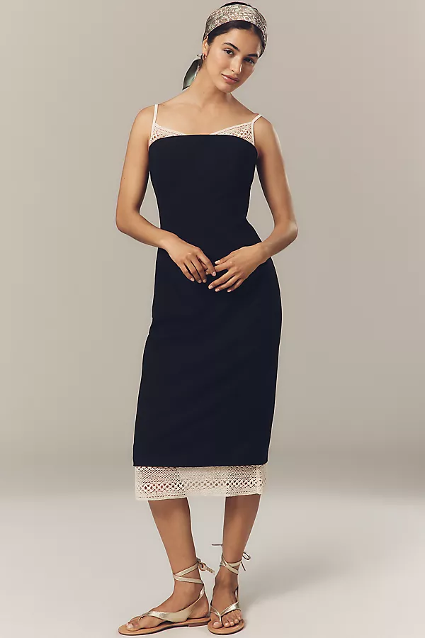 anthropologie THIRD FORM Sable Twofer Sweater Midi Dress Black