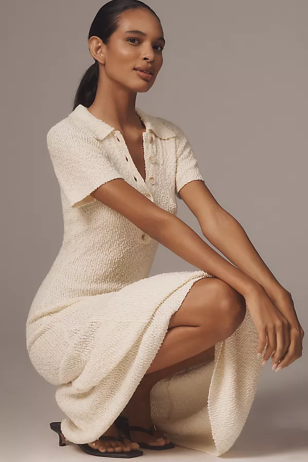 Anthropologie THIRD FORM Wistful V-Neck Midi Dress Pearl