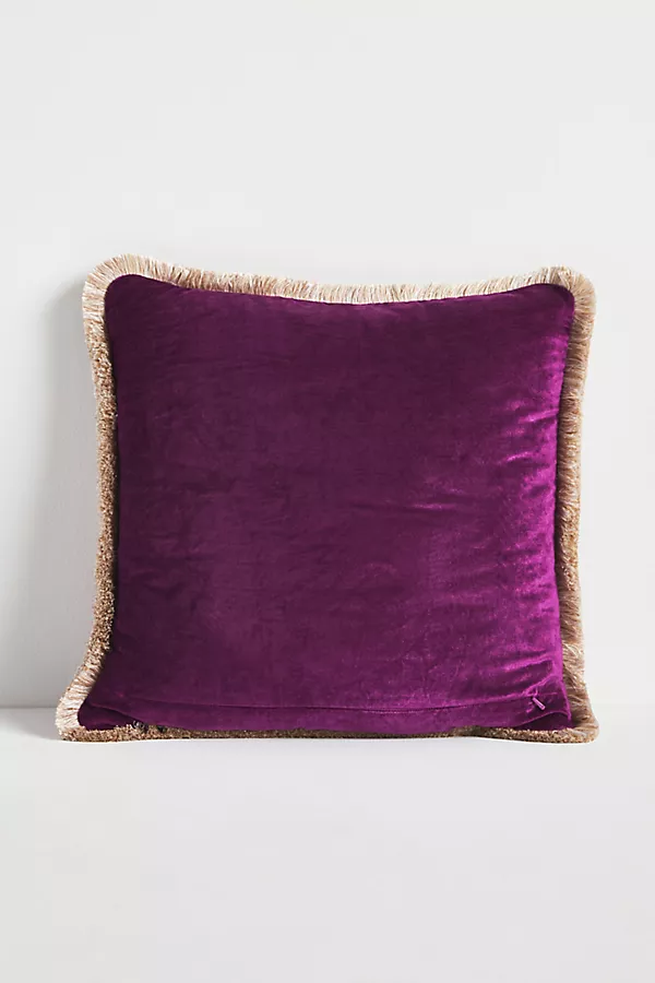Anthropologie Valentina Velvet Fringe Pillow Purple