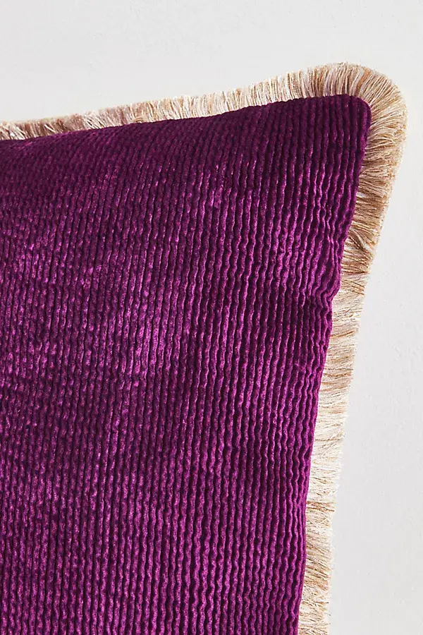 Anthropologie Valentina Velvet Fringe Pillow Purple
