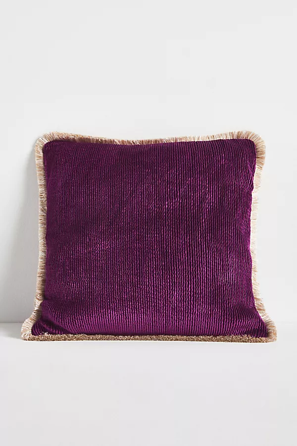 anthropologie Valentina Velvet Fringe Pillow Purple