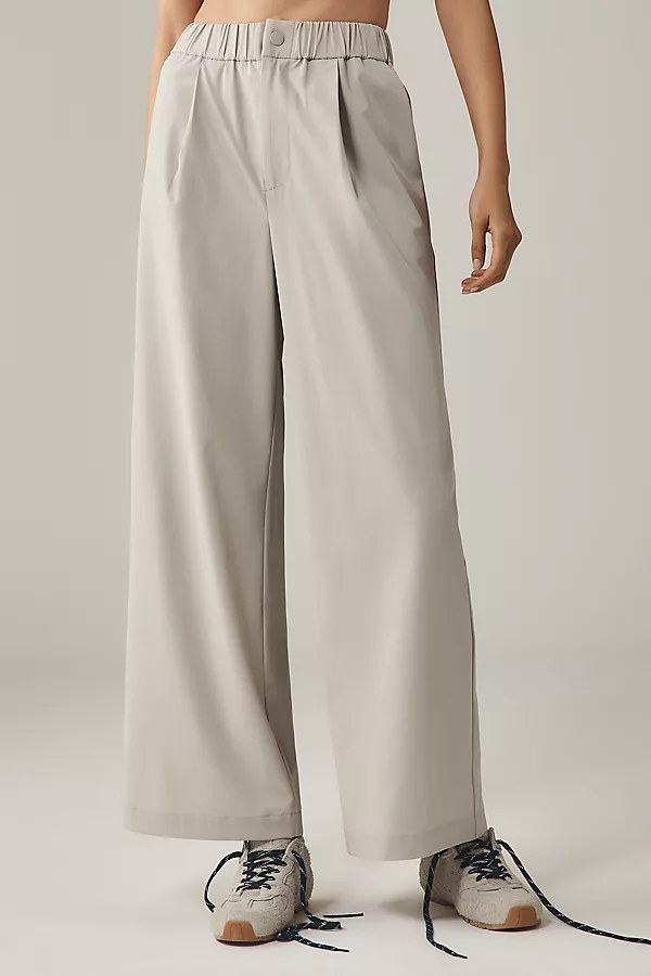 Anthropologie Varley Kayson Wide-Leg Pull-On Pants Sage Grey