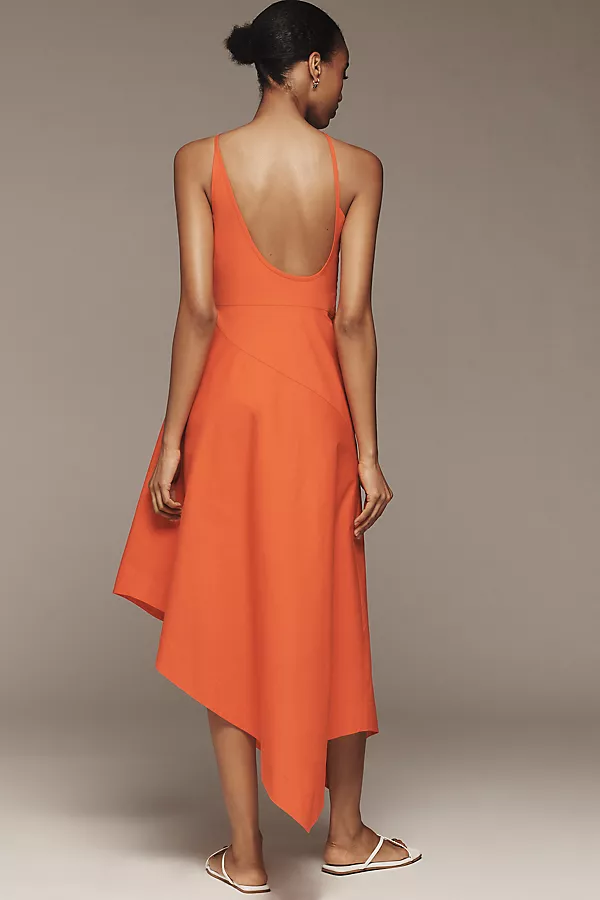 Anthropologie Yukiko Noritake X Anthropologie Asymmetrical Floral Midi Dress Red