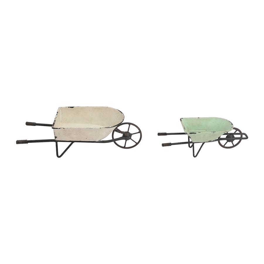 Aspire Home Accents 3021 - Elina Homestead Tabletop Metal Farmhouse Wheelbarrow Set