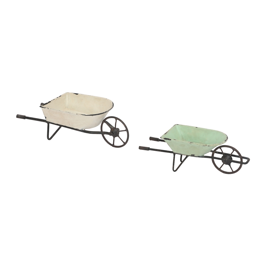 Aspire Home Accents 3021 - Elina Homestead Tabletop Metal Farmhouse Wheelbarrow Set