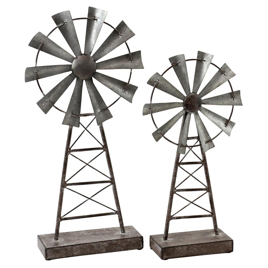 Aspire Home Accents 5124 - Farmhouse Windmill Table Top Decor (Set Of 2)