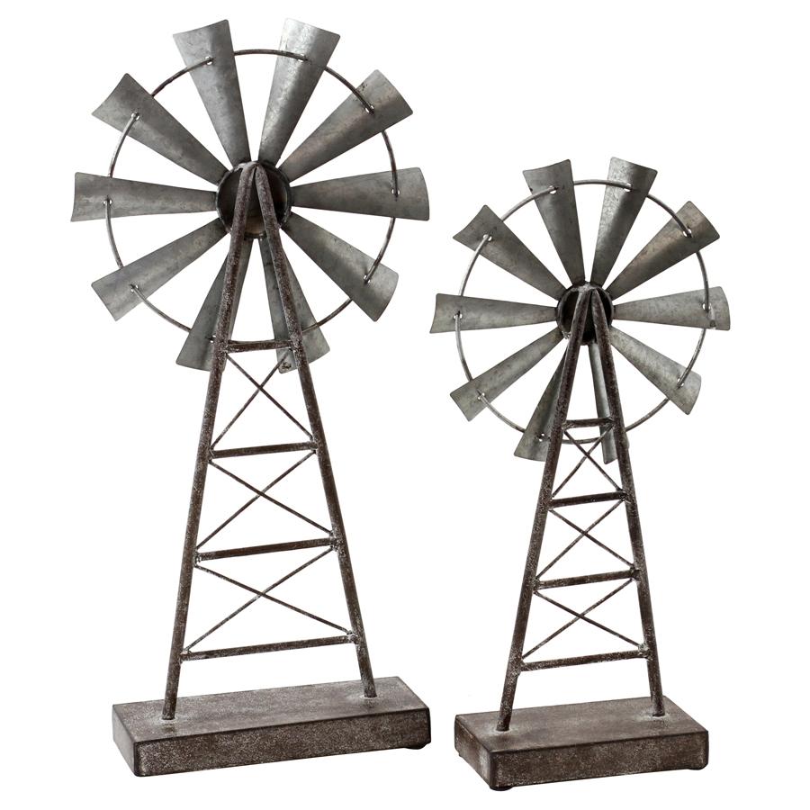 Aspire Home Accents 5124 - Farmhouse Windmill Table Top Decor (Set Of 2)