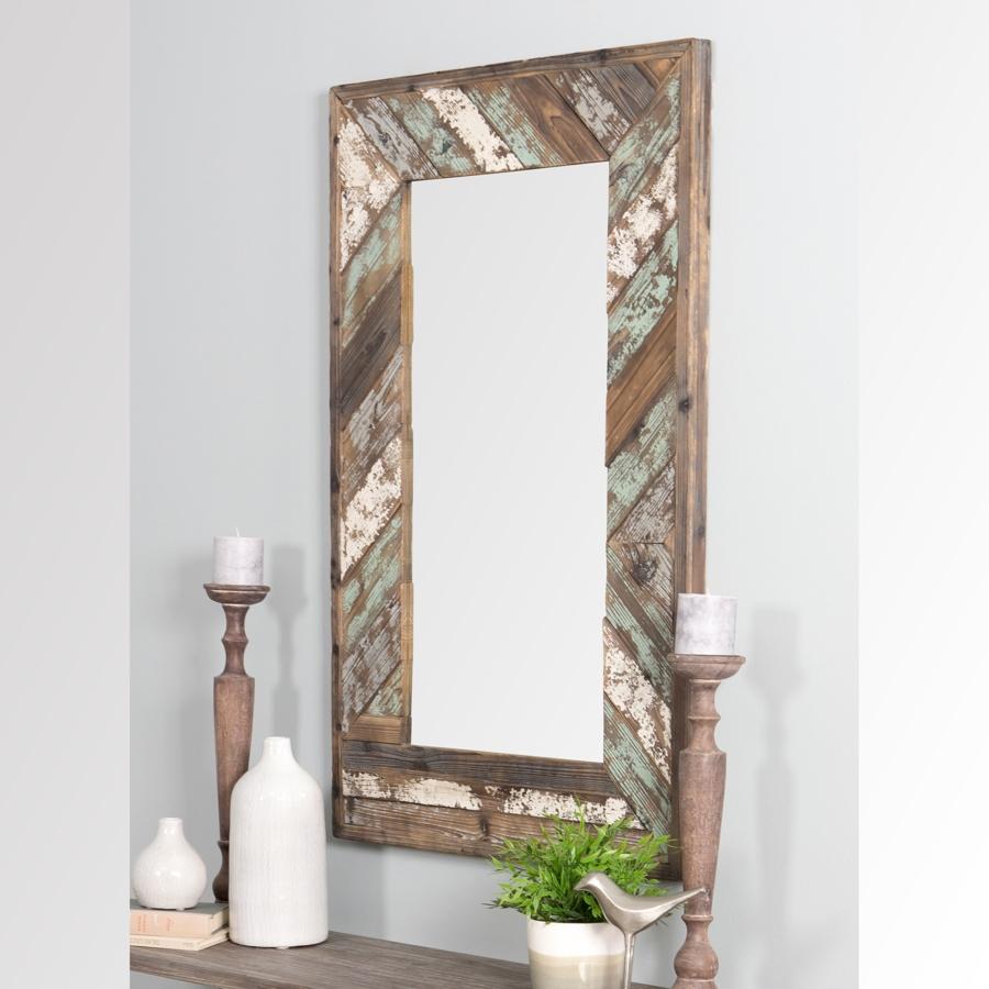 Aspire Home Accents 5445 - Brogan Distressed Wood Slat Wall Mirror
