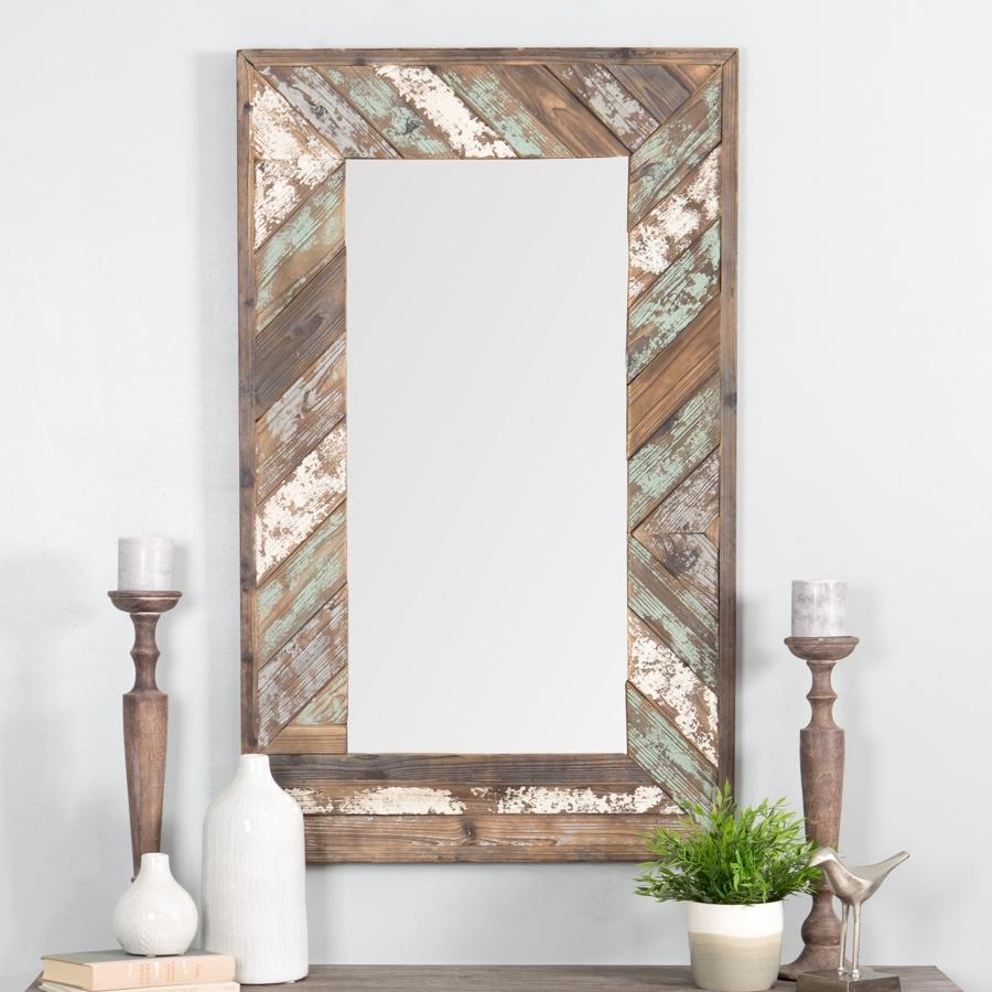 aspire home accents 5445 - Brogan Distressed Wood Slat Wall Mirror